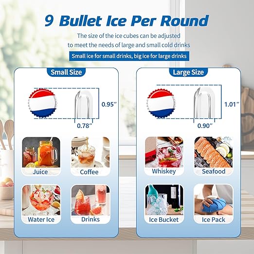Ice Maker Countertop, 26lbs/24H, 9 Bullet Ice Cubes Ready in 6 Mins, Auto-Cleaning Portable Ice Maker with Basket & Scoop, Removable Top Cover, Quiet Ice Machine for Home/Kitchen/Camping/RV (Black)