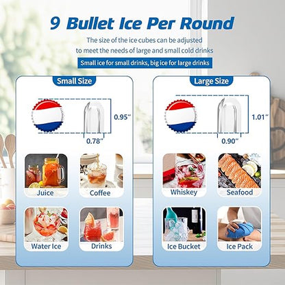 Ice Maker Countertop, 26lbs/24H, 9 Bullet Ice Cubes Ready in 6 Mins, Auto-Cleaning Portable Ice Maker with Basket & Scoop, Removable Top Cover, Quiet Ice Machine for Home/Kitchen/Camping/RV (Black)