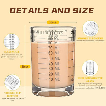 Shot Glass Measuring Cup 3 Ounce/90ML Liquid Heavy High Espresso Glass Cup Black Line