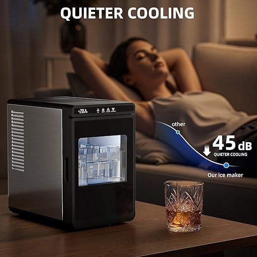 Antarctic Star Clear Ice Cube Maker, 3 pcs in 25 mins, 150 pcs/Day, CrystalFlux Technology, Self-Cleaning, 24H Timer, Enhanced Insulation for Whiskey & Bourbon