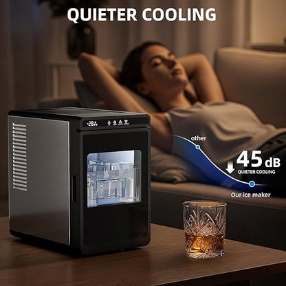 Antarctic Star Clear Ice Cube Maker, 3 pcs in 25 mins, 150 pcs/Day, CrystalFlux Technology, Self-Cleaning, 24H Timer, Enhanced Insulation for Whiskey & Bourbon