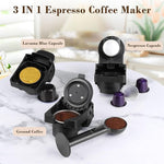 Load image into Gallery viewer, Espresso Maker for Nespresso Capsule, Lavazza Blue Capsule &amp; Coffee Powder, 19 Bar Pump Pressure Makes Authentic Espresso Coffee, Mini Espresso Coffee Machines with Removable Water Tank.