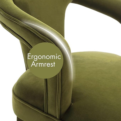 Olive-Green Velvet Dining Chairs Set of 2, Modern Solid Wood Kitchen Chairs, All-Over Fabric Upholstered Side Chairs for Kitchen/Dining Room/Living Room/Restaurant