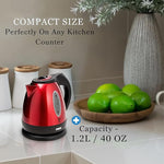 Load image into Gallery viewer, Moss &amp; Stone 1.2L Stainless Steel Small Electric Kettle Red Color, Cordless 1500w Fast Boiling Pot, Portable Hot Water Electric Tea Kettle With Boil Dry Protection &amp; Auto Shut-Off