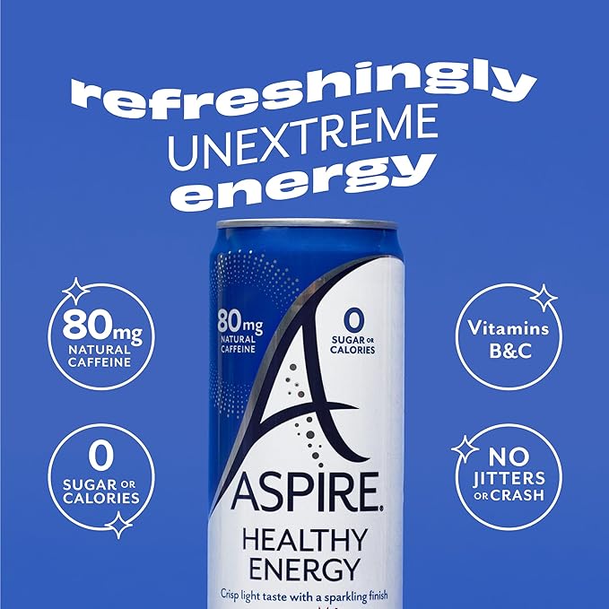 ASPIRE® Mixed Berry, Healthy Energy Drink 80mg Natural Caffeine, Zero Sugar No Carbs Keto Friendly, 12 Pack Green Tea Sugar Free Drink Low Caffeine Zero Calorie