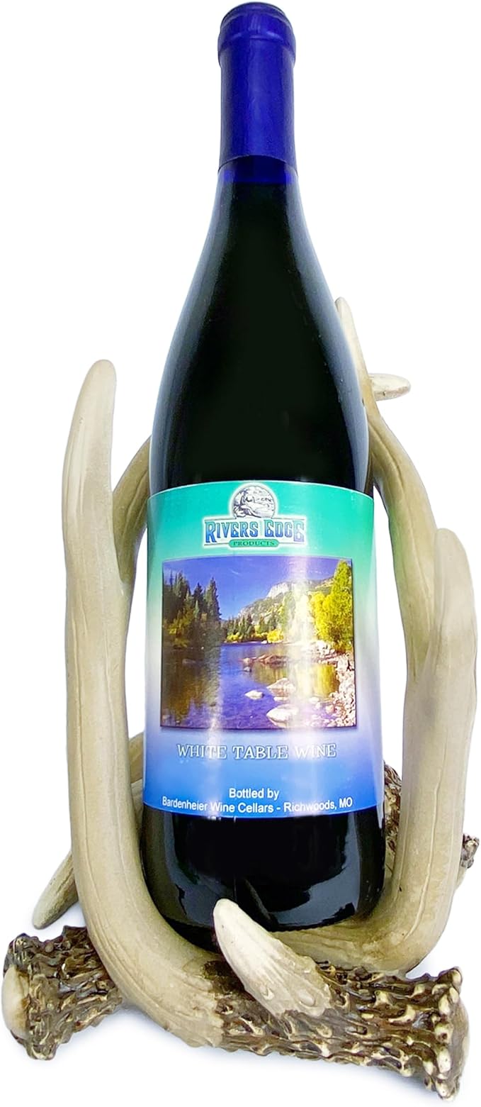 Rivers Edge Products 750ml Wine Bottle Holder - Hand-Painted Poly Resin Animal Kitchen Decor - Unique, Rustic Home Decor for Countertop and Bar - Wine Accessories for Wine Lovers