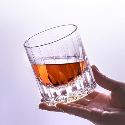 KAMMAK Whiskey Glasses, 7.7 oz (220 ml) Old Fashioned Tumbler, Thick Base Glass with Delicate Rim & Seamless Design for Scotch, Bourbon, Cocktails, Lead-Free Barware