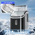 Load image into Gallery viewer, Ice Maker Countertop, 16Pcs Ready in 13 Mins, 33lbs/24H, Portable Ice Cube Maker with External Water Tank, Basket &amp; Scoop, Self-Cleaning, Portable Ice Maker Machine for Home/Kitchen/Office (Black)