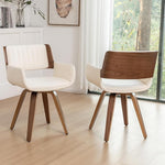 Load image into Gallery viewer, LUNLING Swivel Accent Faux Leather Dining Chairs Set of 4,Mid Century Modern Chairs with Wooden Legs/Armrest/Upholstered Seat/Adjustable Foots for Kitchen Dining Room Desk Chairs,Beige