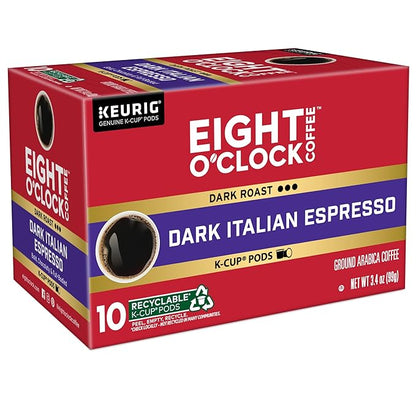 Eight O'Clock Coffee Dark Italian Roast, Keurig Single Serve K-Cup Pods, Dark Roast, 60 Count (6 packs of 10)