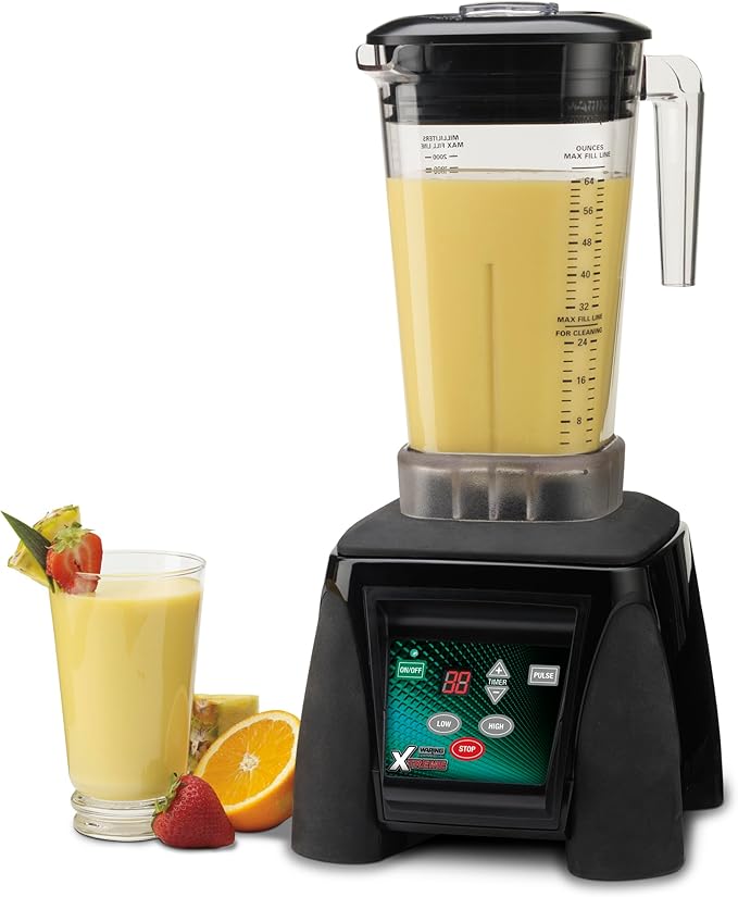 Waring Commercial MX1100XTX 3.5 HP Blender with Electronic Keypad, Pulse Function, 30 SecondCountdown Timer and a 64 oz. BPA Free Container, 120V, 5-15 Phase Plug,Black