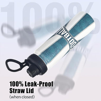 Football Water Bottle, 24 oz Insulated Stainless Steel Sports Bottle with Straw, Football Stuff Gifts for Boys