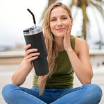 Load image into Gallery viewer, 40 oz Tumbler with Handle and Straw Lid,Insulated Reusable Stainless Steel Water Bottle Travel Mug，Cupholder Friendly Double Wall Vacuum Sealed Cup (Black)