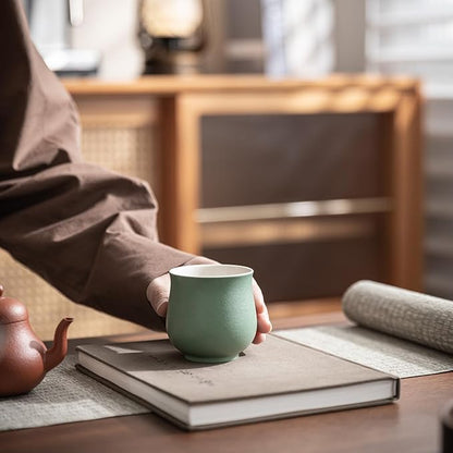 4-Oz Ceramic Espresso Cups Set - Multi-Color, Handle-Free Design for Home & Cafe | Dishwasher-Safe Stoneware Cups (Green, 4)