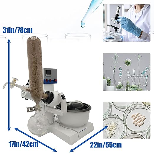 TECHTONGDA Rotary Evaporator with Automatic Lifting, 2L Lab Vacuum Evaporator, Laboratory Equipment Kit with Temperature LCD Display, Rotation Speed 20-200 RPM