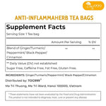 Load image into Gallery viewer, 60 Tea Bags - Anti-Inflammaheb Loose Leaf Tea, 100% Natural from Ginger, Turmeric, Peppermint, Black Pepper, Cinnamon. Made with Natural Material Tea Bags. No Sugar, No Caffeine, No Gluten, Vegan. (60 Tea Bags)