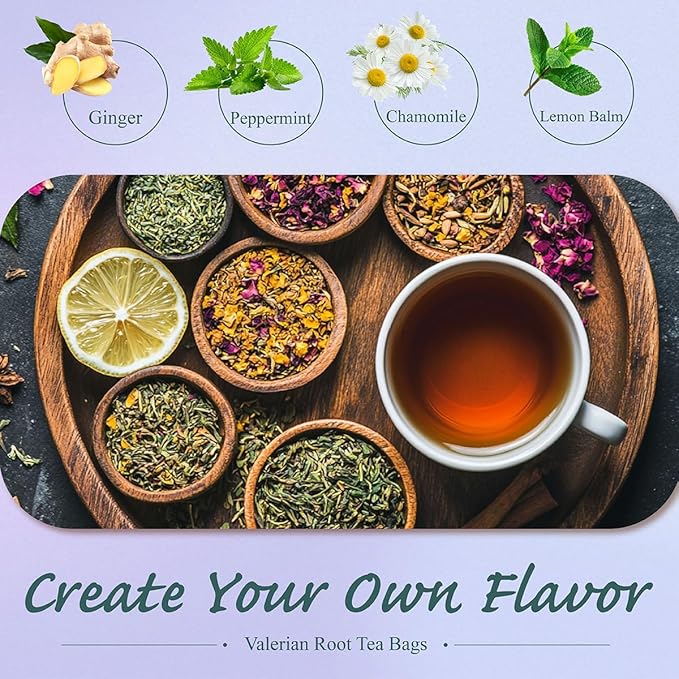 WT WEETEE Valerian Root Tea Bags, Made with Pure Valerian Root (Valeriana), 50 Count Earthy/Woody Herbal Tea Bags, Naturally Caffeine-free