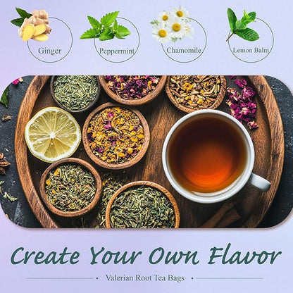 WT WEETEE Valerian Root Tea Bags, Made with Pure Valerian Root (Valeriana), 50 Count Earthy/Woody Herbal Tea Bags, Naturally Caffeine-free