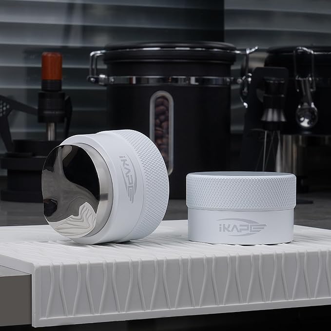 IKAPE 51MM Coffee Distributor, Gravity Adaptive Espresso Distributor Fits All 51MM Espresso Portafilter, Compatible with 51MM Delonghi Bottomless Portafilter (White)