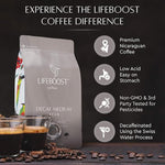 Load image into Gallery viewer, Lifeboost Medium Roast Decaf Coffee Beans – Organic Low Acid Swiss Water Decaf – Whole Bean Coffee – Third Party Tested for Mycotoxins &amp; Pesticides – Chemical Free – 12 oz