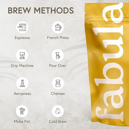 Fabula Coffee Decaf Medium Roast Whole Beans - Organic - Low Acid - Single Origin - Non-GMO - Mold Free - 12 Ounces