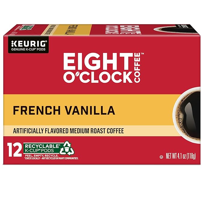 Eight O'Clock Coffee French Vanilla, Keurig Single Serve K-Cup Pods, Light Roast, 72 Count