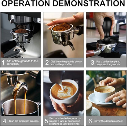 Calibrated Spring Loaded Coffee Tamper for Espresso Machine - Essential Espresso Tool for Perfect Tamping Results - Fits Portafilter Baskets(53mm, Black)