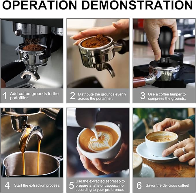 Calibrated Spring Loaded Coffee Tamper for Espresso Machine - Essential Espresso Tool for Perfect Tamping Results - Fits Portafilter Baskets(51mm, Black)