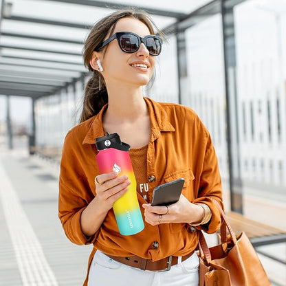 SENDESTAR Water Bottle 32oz,2 Lids(Straw lid),Wide Mouth Stainless Steel Vacuum Insulated Double Wall Keep Liquids Cold or Hot All Day,Sweat Proof Sport Design,Fit Car Cup Holder(Sobert)