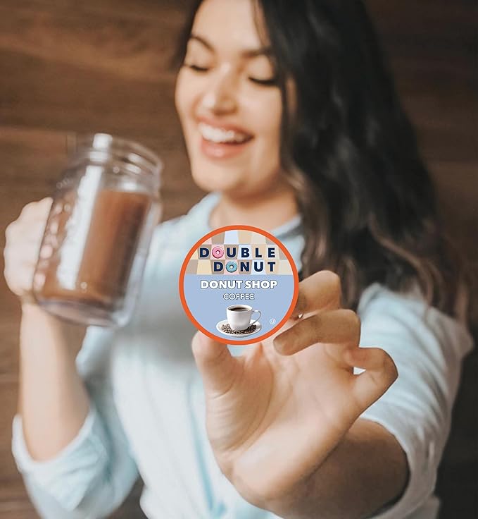Double Donut Coffee Donut Shop Flavored Coffee Pods, Medium Roast Blend Coffee, Compatible with Keurig K Cup Brewer Machines, 20 Count (Pack of 1)