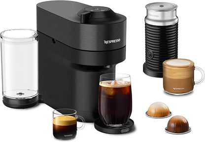 Nespresso Vertuo Pop+ Coffee and Espresso Machine by De'Longhi with Aeroccino Milk Frother, Liquorice Black