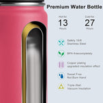 Load image into Gallery viewer, koodee Kids 16oz Stainless Steel Vacuum Insulated Water Bottle for Back to School Wide Mouth Flask with Leakproof Spout Lid (Pink Red)