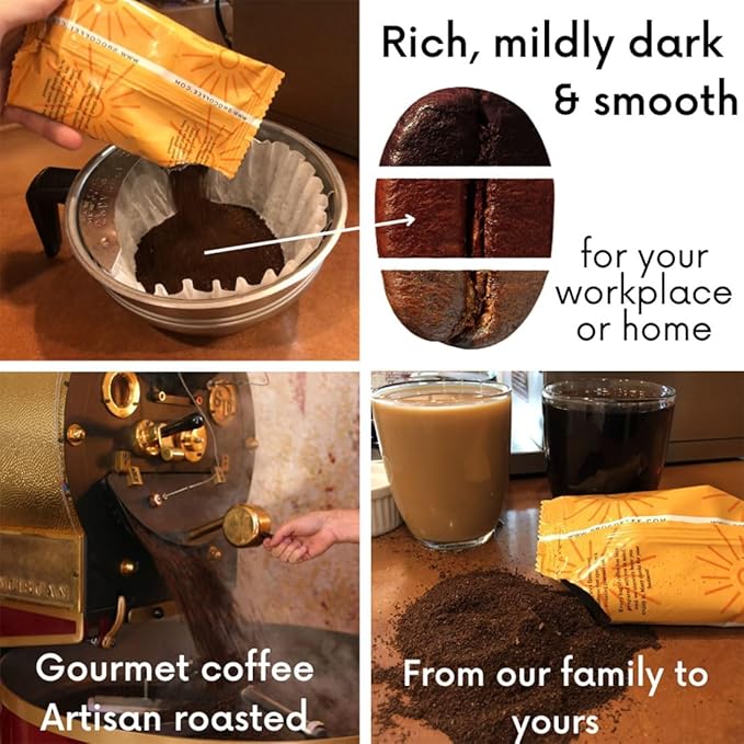 Flavored Ground Coffee Sampler Pack – Variety Gift Set, Medium Roast, Low Acid, Pre-Measured 2oz Pouches, Gourmet Bulk Coffee Packets for 12-Cup Drip Makers