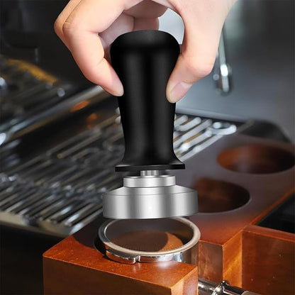 Espresso Tamper,Stainless Steel Ripple Base Coffee Tamper,Espresso Accessories,Calibrated Loaded Espresso Tamper,Ergonomic Handle Espresso Tamper,Fits Most Portafilters,Espresso Tamper (Black, 58mm)
