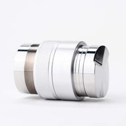 Crema Coffee Products | 45.5mm Coffee Distributor/Leveler & Hand Tamper | Fits Flair Pro and Pro 2 | Double Sided, Adjustable Depth | Beautiful Espresso Hand Tampers (45.5mm) (Silver)