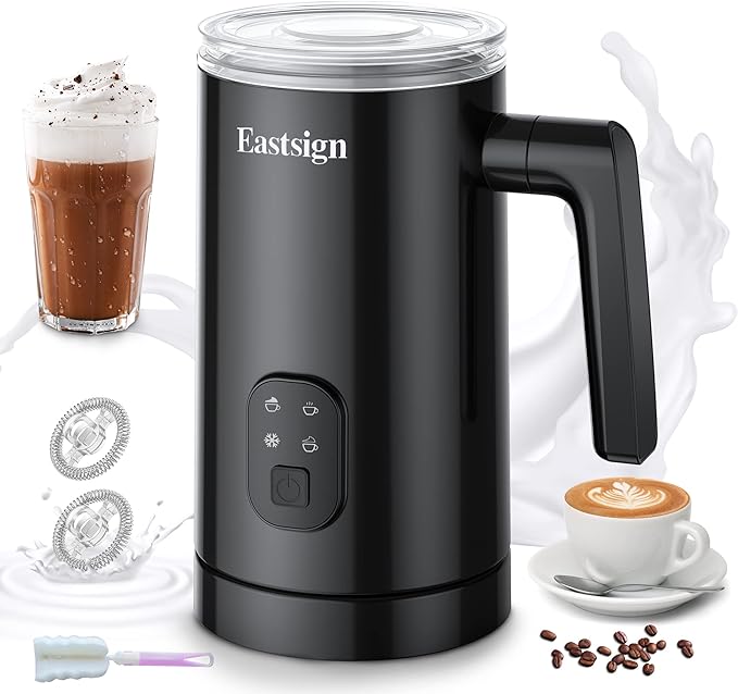 Milk Frother, Milk Steamer for Coffee, 4 in 1 Electric Milk Frother and Steamer, Warm and Cold Foam Maker, Hot Chocolate Maker, Milk Warmer, 12oz/350ml Frother for Latte, Cappuccino, Matcha