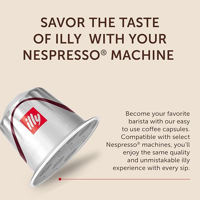 illy Aluminum Espresso Capsules - Compatible with Nespresso Machines - Intenso Lungo Roast Coffee - Bold & Full of Flavor-Notes of Cocoa and Dried Fruit-Single Serve Capsules - 10 Count (Pack of 10)