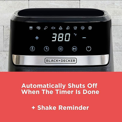BLACK+DECKER Purifry 2QT Air Fryer, Crispy Deep Fried Taste without the Fat, Plus Bake, Dehydrate, and Keep Food Warm, Digital Touchscreen and Auto Shut-Off