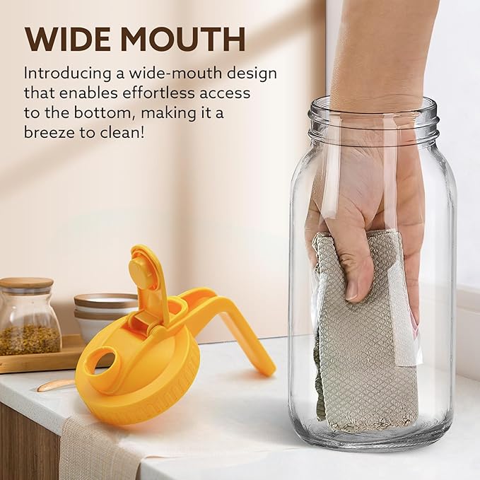 Glass Pitcher with Lid, 64 OZ Mason Jar Pitcher Double Leak Proof, 2 Quart Breast Milk Storage Containers for Fridge, Wide Mouth Glass Jar for Sun Tea, Juice, Cold Brew Coffee