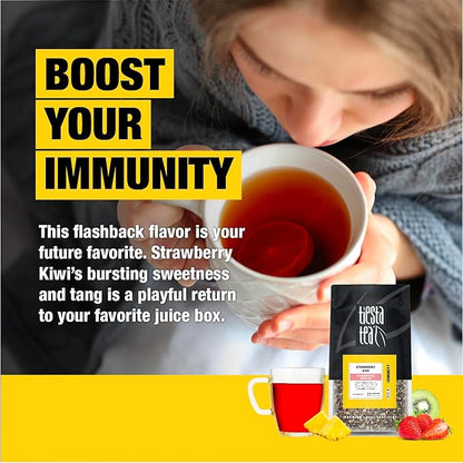 Tiesta Tea - Strawberry Kiwi Herbal Tea, Loose Leaf, Strawberry Hibiscus Kiwi Fruit Tea, Premium Caffeine-Free Herbal Blend, Make Hot or Iced & Up to 200 Cups, 16 oz Resealable Bulk Pouch