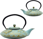 Load image into Gallery viewer, 27.1oz Small Cast Iron Teapot, SECHUDO Japanese Style Tea Kettle Coated with Enameled Interior for Stovetop Safe,Cast Iron Tea Pot with Stainless Steel Strainer for Loose Leaf,Flat Fish Pattern(800ml)