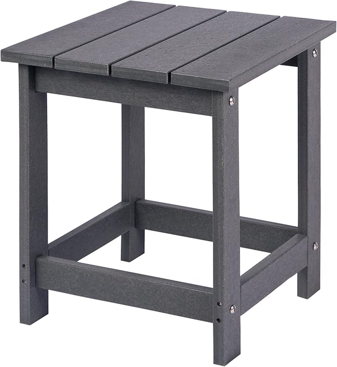LZRS Adirondack Square Outdoor Side Table for Patio, Pool Composite Patio Table,HDPE End Tables for Backyard,Pool, Indoor Companion, Easy Maintenance & Weather Resistant(Grey)