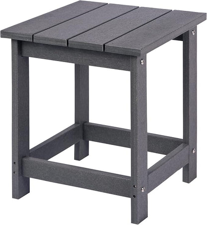 LZRS Adirondack Square Outdoor Side Table for Patio, Pool Composite Patio Table,HDPE End Tables for Backyard,Pool, Indoor Companion, Easy Maintenance & Weather Resistant(Grey)