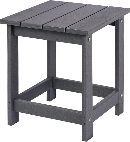 LZRS Adirondack Square Outdoor Side Table for Patio, Pool Composite Patio Table,HDPE End Tables for Backyard,Pool, Indoor Companion, Easy Maintenance & Weather Resistant(Grey)