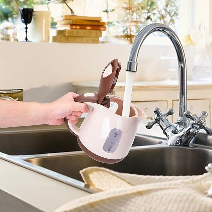 Aigostar Small Electric Kettle, 1L Portable Electric Tea Kettle 1100W with Automatic Shut-Off and Boil Dry Protection, Travel Hot Water Boiler Cordless for Making Coffee and Tea, BPA-Free, Brown