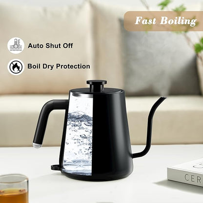 Stariver Electric Kettle Gooseneck Kettle, 1.2L Water Kettle, BPA-Free, Pour Over Tea Pot Stainless Steel for Coffee & Tea with Fast Heating, Auto-Shut Off and Boil-Dry Protection Tech, Dark Blue