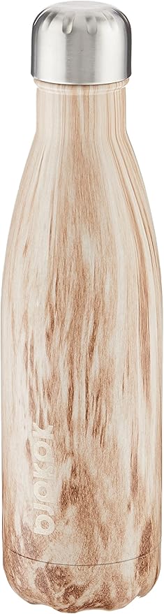 BJPKPK 17 oz Stainless Steel Insulated Water Bottle Cola Shape Big Water Bottles for Travel,Wood Yellow Gray