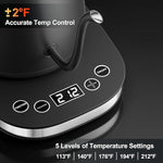 Load image into Gallery viewer, Stariver Gooseneck Electric Kettle with 5 Temperature Control Presets, Pour Over Coffee Kettle ±2℉ Temp Control, 1.2L Gooseneck Kettle, for Tea&amp; Coffee, Stainless Steel Interior, 1000W, Black