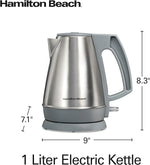 Load image into Gallery viewer, Hamilton Beach 1 Liter Electric Kettle, Water Boiler &amp; Heater, Fast 1500 Watts, BPA Free Interior, Cordless Serving, Auto-Shutoff and Boil-Dry Protection, Cord Wrap, Stainless Steel (41065)
