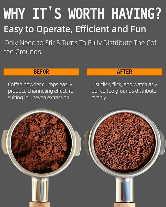 Flick WDT Espresso Distribution Tool - Tamper With Retractable Needles - Coffee & Espresso Machine Accessories